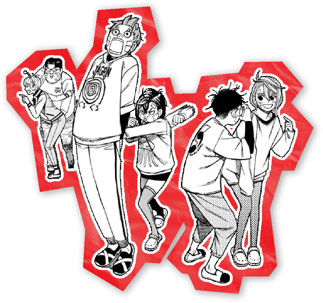 group shot of DanDaDan cast