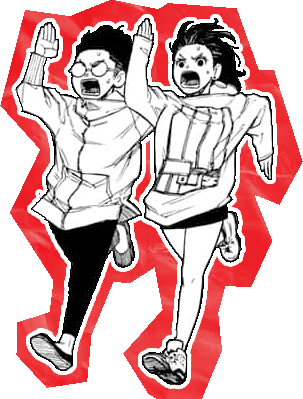 Okarun and Momo running